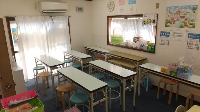 教室は、１階と２階に分かれていますが、１階は主に幼児さんが学習しています。