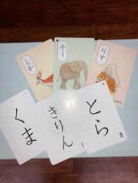 イラストと文字を結び付け、語彙を増やしていきます。