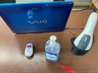 教室の入退室をお知らせする「おしらせメール」。検温と消毒もお願いしています。