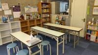 実際にBaby kumonで使用する部屋です。白とブルーを基調としています。