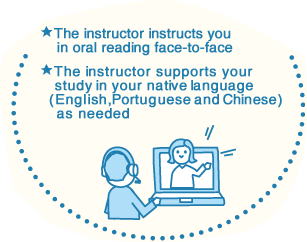 *The instructor instructs you in oral reading face-to-face *The instructor supports your study in your native language (English, Portuguese and Chinese) as needed