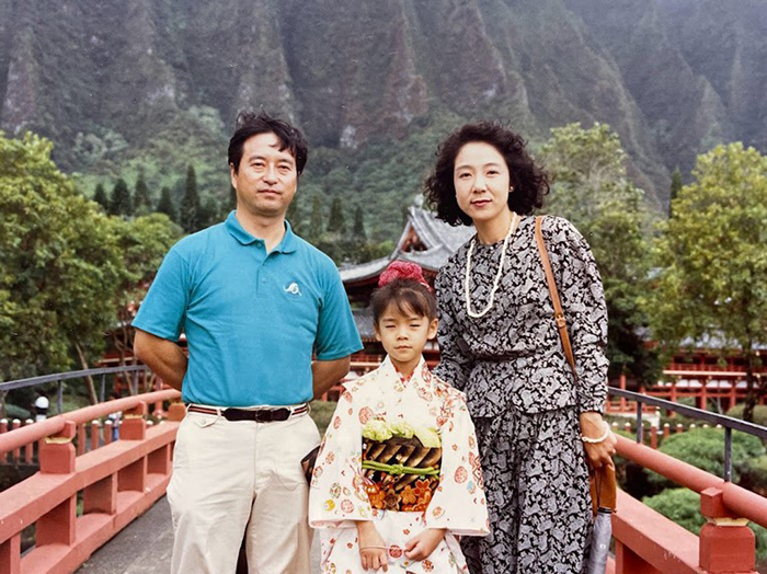 オアフ島にある平等院テンプルに両親と初詣(1990年)