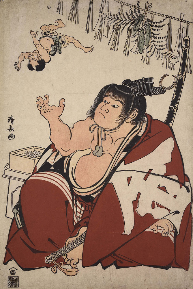 ＜金太郎の豆まき＞（鳥居清長）